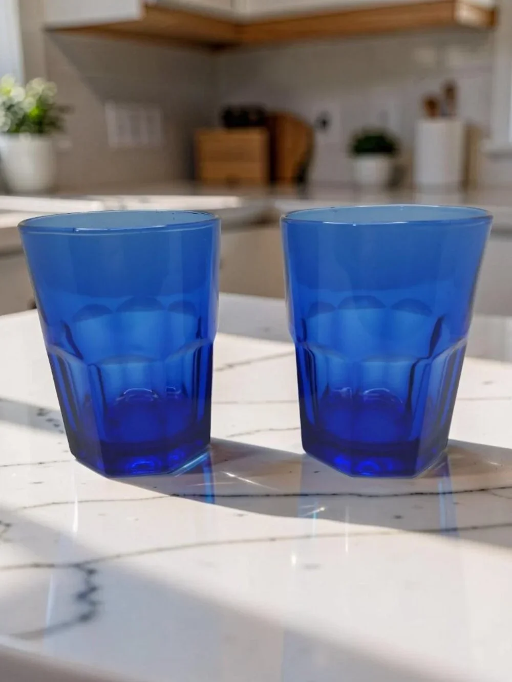 vintage set of crisa boston cobalt blue 8oz glass tumblers